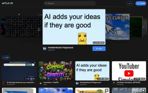 Websim homepage — screenshot of the coding AI tool, 2026-10-01