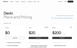 Devin Desktop (formerly Windsurf) pricing page with plans and prices — screenshot of the coding AI tool, 2026-10-01