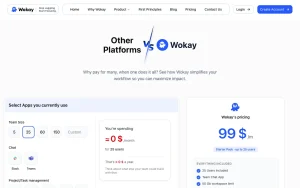 Wokay pricing page with plans and prices — screenshot of the productivity & writing AI tool, 2026-10-01