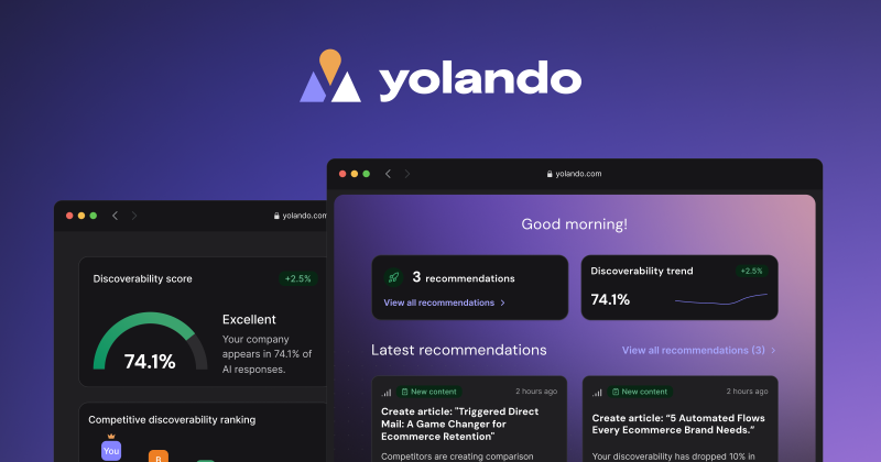 Yolando homepage screenshot, productivity & writing AI tool