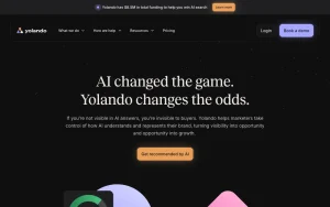 Yolando homepage — screenshot of the productivity & writing AI tool, 2026-10-01