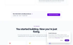 Zalcro homepage — screenshot of the coding AI tool, 2026-10-01