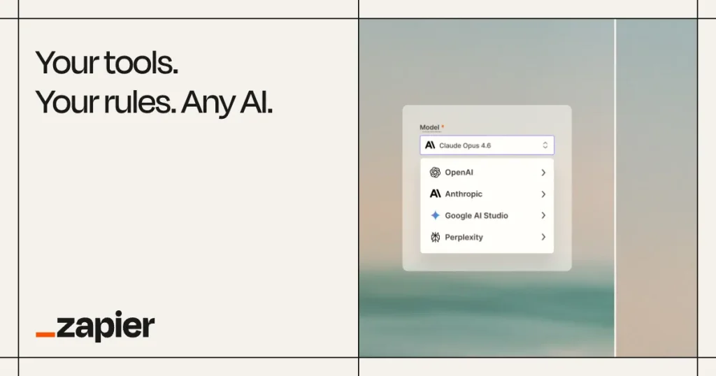 Captura de la página de inicio de Zapier, herramienta de IA productividad y escritura