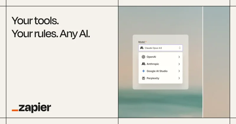 Zapier homepage screenshot, productivity & writing AI tool
