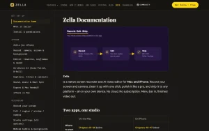 Zella documentation — screenshot of the video AI tool, 2026-10-01