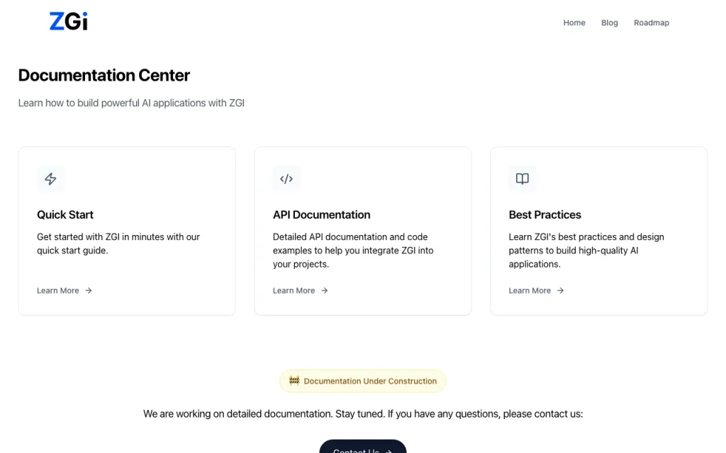 ZGI documentation — screenshot of the productivity & writing AI tool, Oct 2, 2026