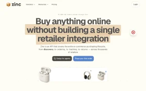 Zinc homepage — screenshot of the coding AI tool, 2026-10-01