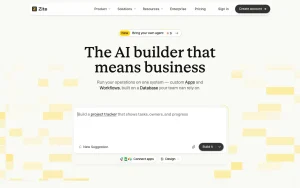 Zite homepage — screenshot of the productivity & writing AI tool, 2026-10-01