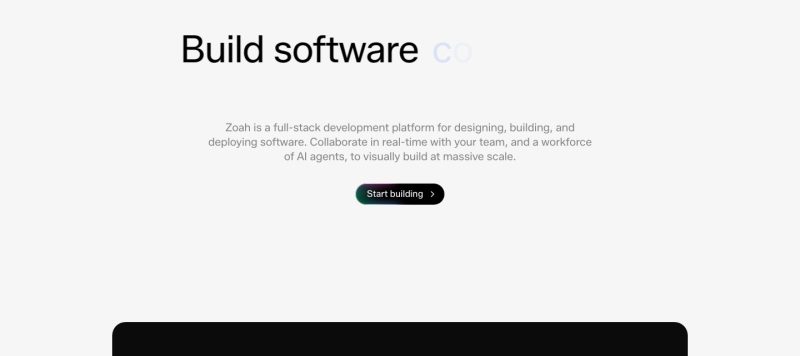Zoah homepage screenshot, coding AI tool