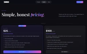 2wai pricing page with plans and prices — screenshot of the chat assistants AI tool, 2026-10-02