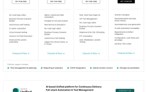 ACCELQ pricing page with plans and prices — screenshot of the coding AI tool, 2026-10-01