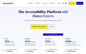 Accesstive pricing page with plans and prices — screenshot of the productivity & writing AI tool, 2026-10-02