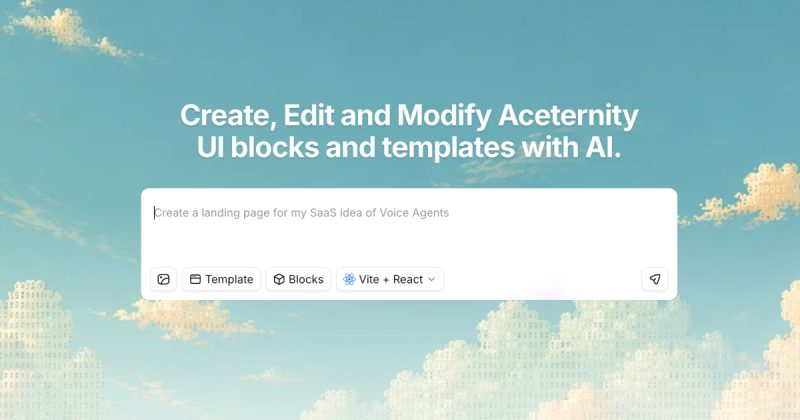 Acebuilder homepage screenshot, coding AI tool