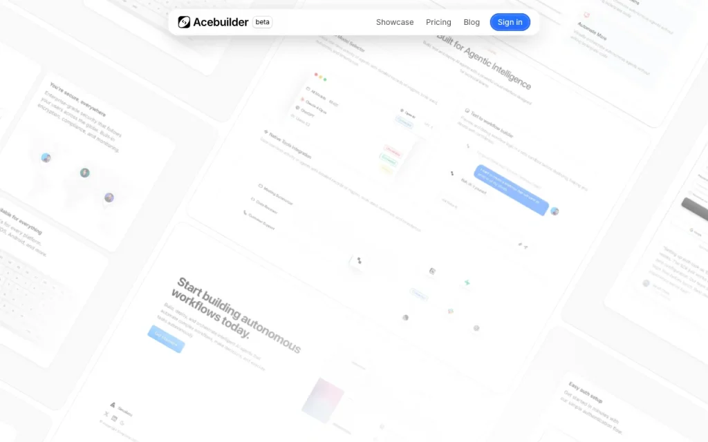 Acebuilder Startseite – Screenshot des KI-Tools coding, Oct 1, 2026