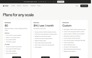 Adapt pricing page with plans and prices — screenshot of the productivity & writing AI tool, 2026-10-02