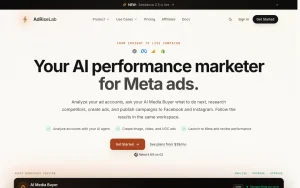 AdRiseLab homepage — screenshot of the productivity & writing AI tool, 2026-10-01