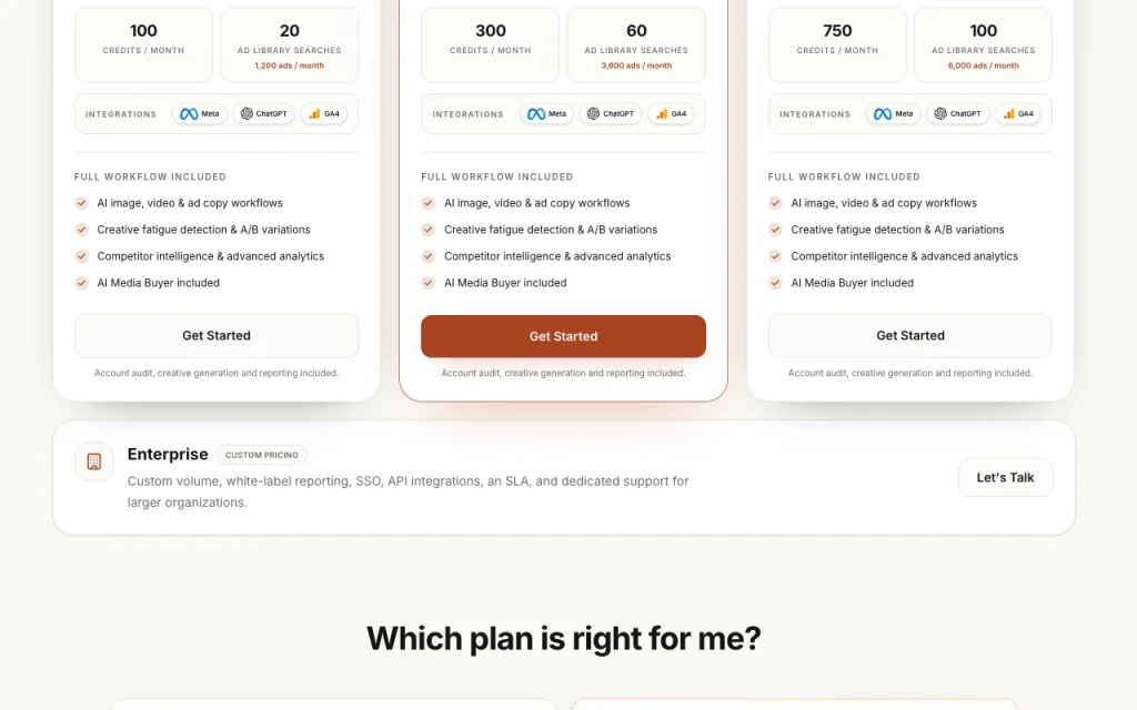 AdRiseLab Preisseite mit Tarifen und Preisen – Screenshot des KI-Tools produktivität & schreiben, Oct 1, 2026