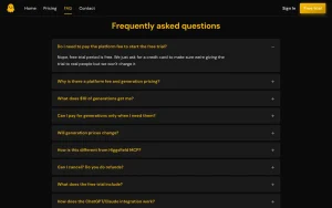 Emero (Adspectre) FAQ page — screenshot of the image generation AI tool, 2026-10-02