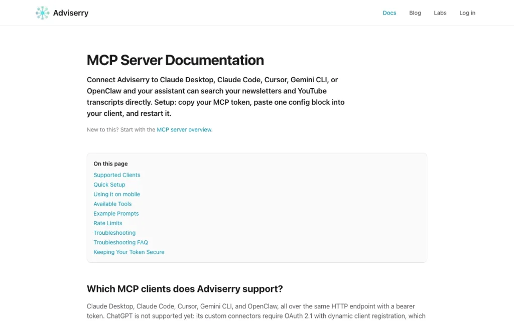 Adviserry documentation — screenshot of the productivity & writing AI tool, Oct 1, 2026