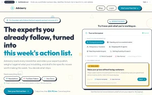 Adviserry homepage — screenshot of the productivity & writing AI tool, 2026-10-01