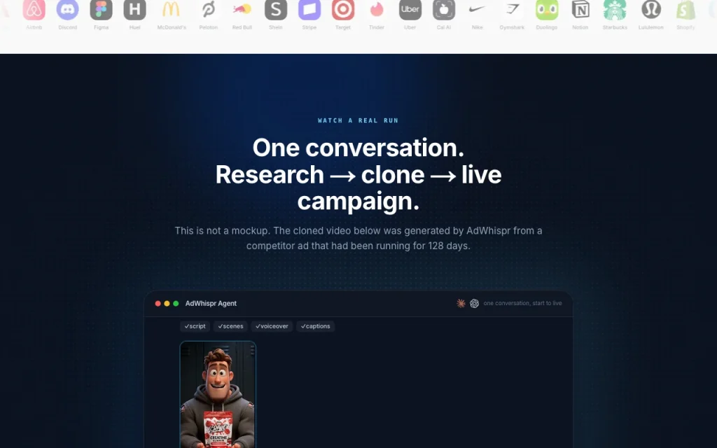 AdWhispr homepage — screenshot of the productivity & writing AI tool, Oct 1, 2026