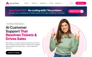 AeroChat homepage — screenshot of the chat assistants AI tool, 2026-10-02