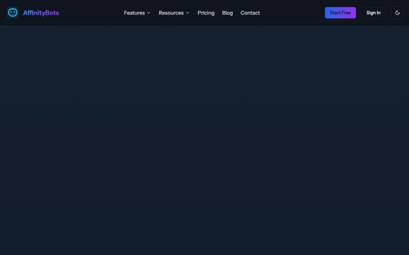 AffinityBots homepage screenshot, productivity & writing AI tool
