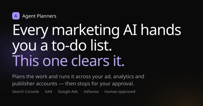 Agent Planners homepage screenshot, productivity & writing AI tool