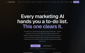 Agent Planners homepage — screenshot of the productivity & writing AI tool, 2026-10-01