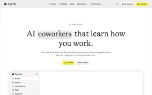 Agenta homepage — screenshot of the productivity & writing AI tool, 2026-10-02