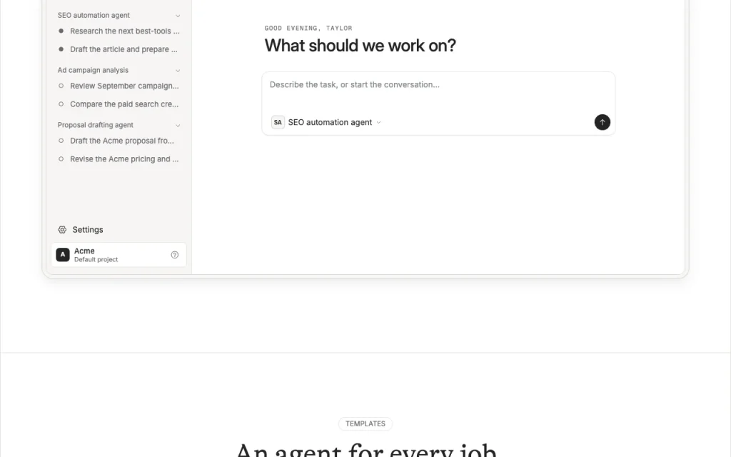 Agenta homepage — screenshot of the productivity & writing AI tool, Oct 2, 2026
