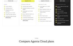 Agenta pricing page with plans and prices — screenshot of the productivity & writing AI tool, 2026-10-02