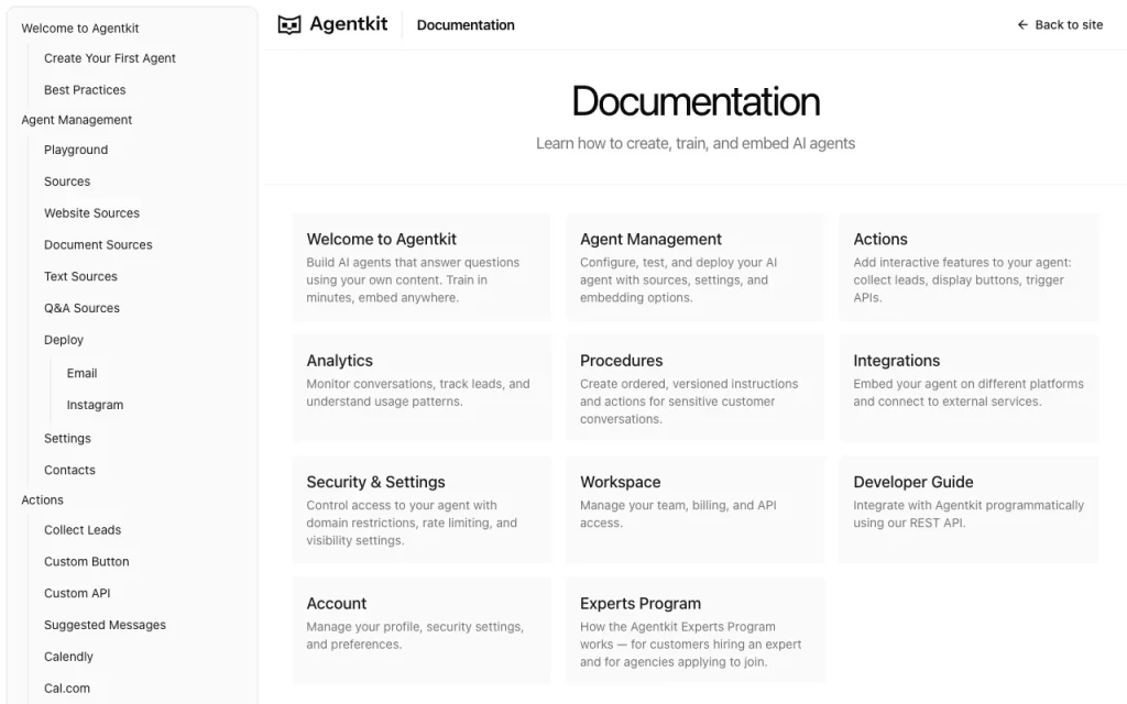 Agentkit documentation — screenshot of the chat assistants AI tool, Oct 1, 2026