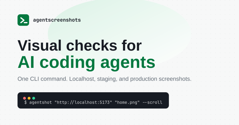 AgentScreenshots homepage screenshot, coding AI tool