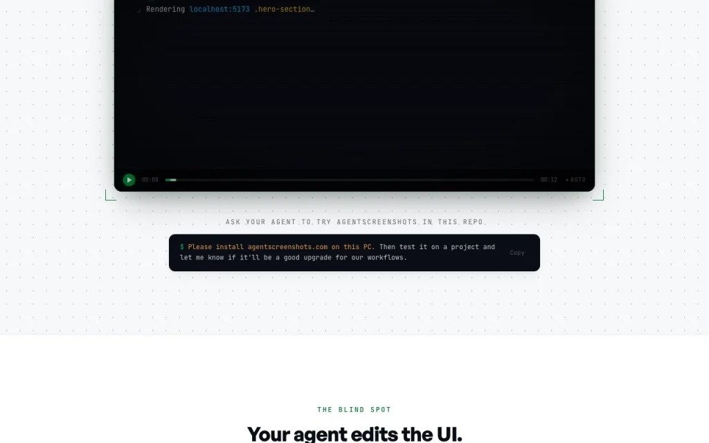 AgentScreenshots homepage — screenshot of the coding AI tool, Oct 2, 2026