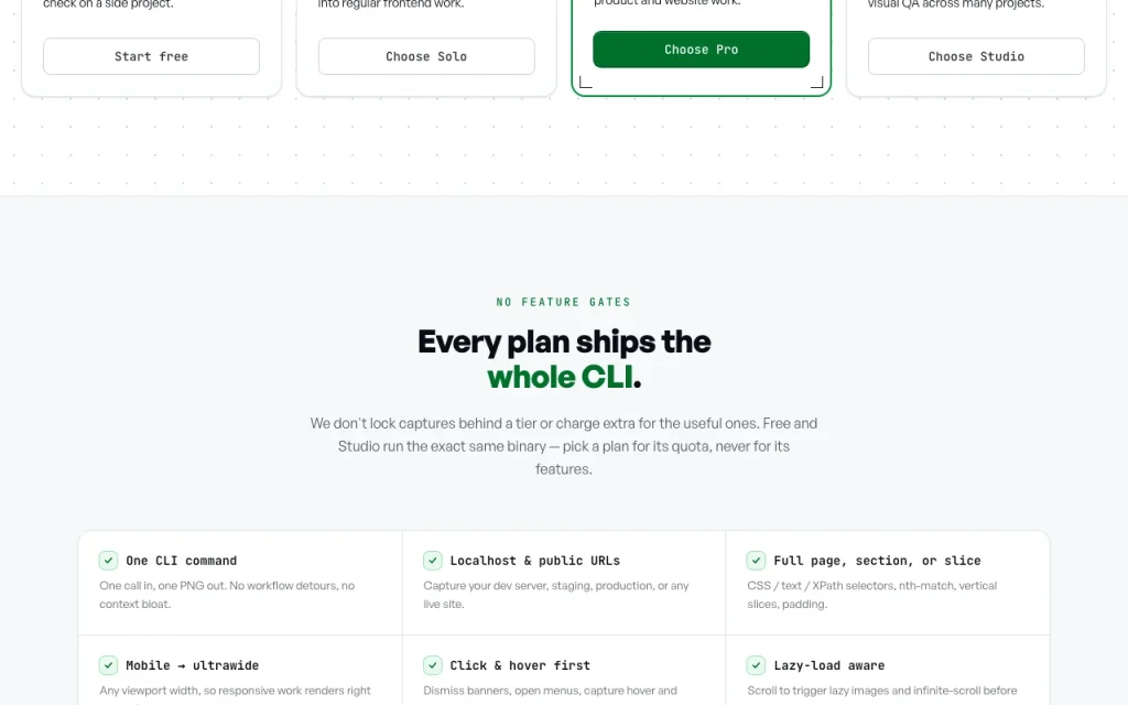 AgentScreenshots pricing page with plans and prices — screenshot of the coding AI tool, Oct 2, 2026