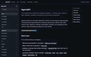 AgentsKit.js documentation — screenshot of the coding AI tool, 2026-10-02