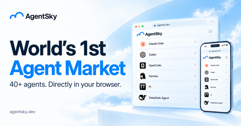 AgentSky homepage screenshot, coding AI tool