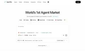AgentSky homepage — screenshot of the coding AI tool, 2026-10-01