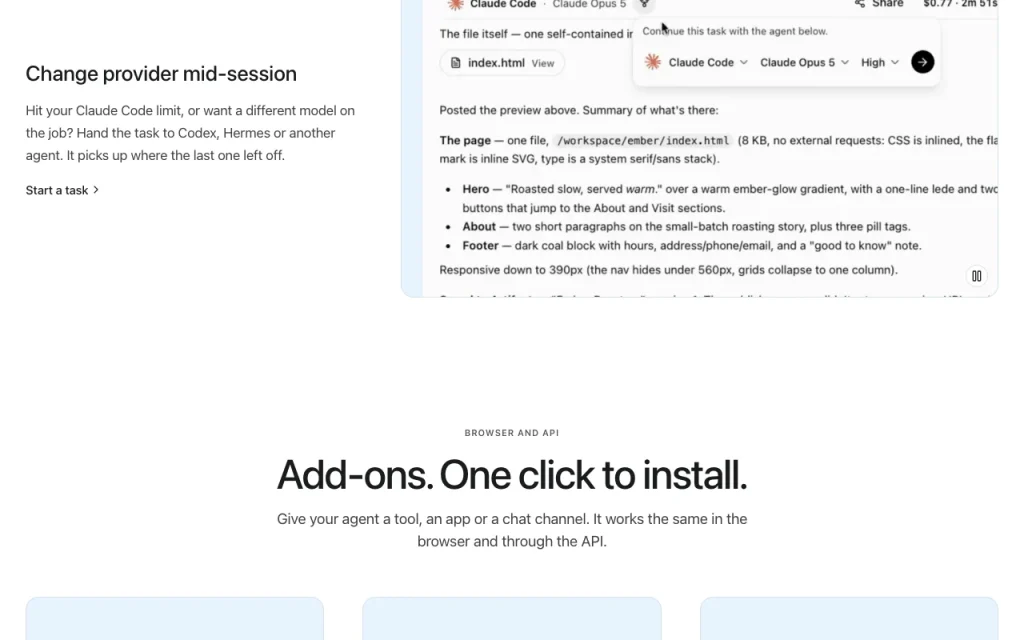 AgentSky homepage — screenshot of the coding AI tool, Oct 1, 2026