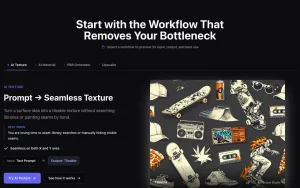 AI Texture Studio homepage — screenshot of the image generation AI tool, 2026-10-01