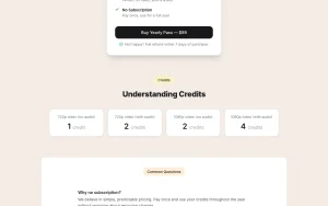 AIArtist pricing page with plans and prices — screenshot of the video AI tool, 2026-10-02