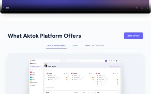 Aktok homepage — screenshot of the productivity & writing AI tool, 2026-10-02