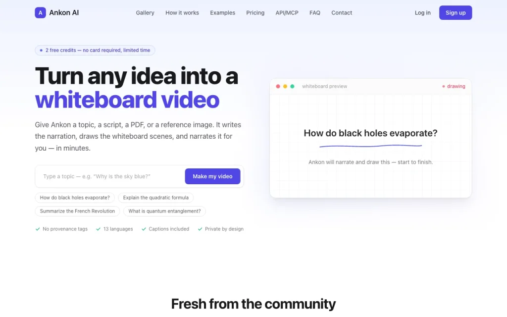 Ankon AI homepage — screenshot of the video AI tool, Oct 1, 2026