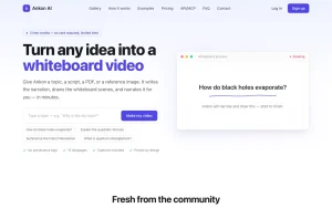 Ankon AI homepage — screenshot of the video AI tool, 2026-10-01