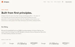 Antigma (Ante coding agent) about page — screenshot of the coding AI tool, 2026-10-02