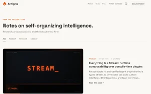 Antigma (Ante coding agent) blog — screenshot of the coding AI tool, 2026-10-02