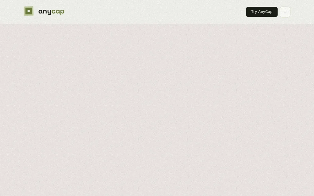 AnyCap Startseite – Screenshot des KI-Tools coding, Oct 1, 2026