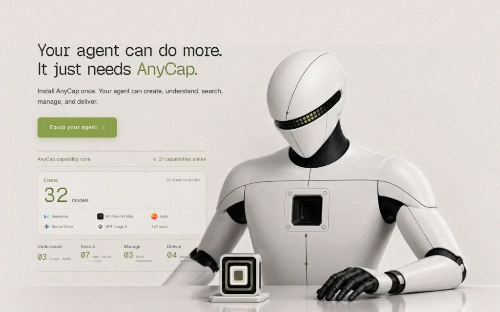 AnyCap Startseite – Screenshot des KI-Tools coding, Oct 1, 2026