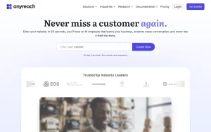 Anyreach homepage — screenshot of the productivity & writing AI tool, 2026-10-02